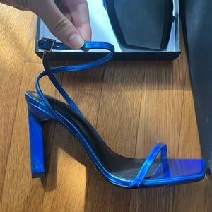 Tony Bianco Banji blue illumine high heel thin strap. 7.5 new in box